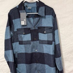 Men's Blue Plaid Shirt Jacket